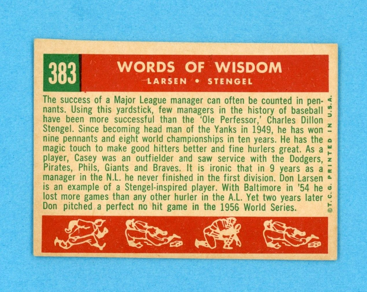 1959 Topps #383 Words of Wisdom New York Yankees Baseball Card EX