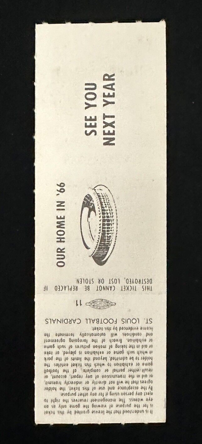 Dec 19 1965 SL Cardinals NFL FULL Ticket vs Cleveland Browns Jim Brown Last Game