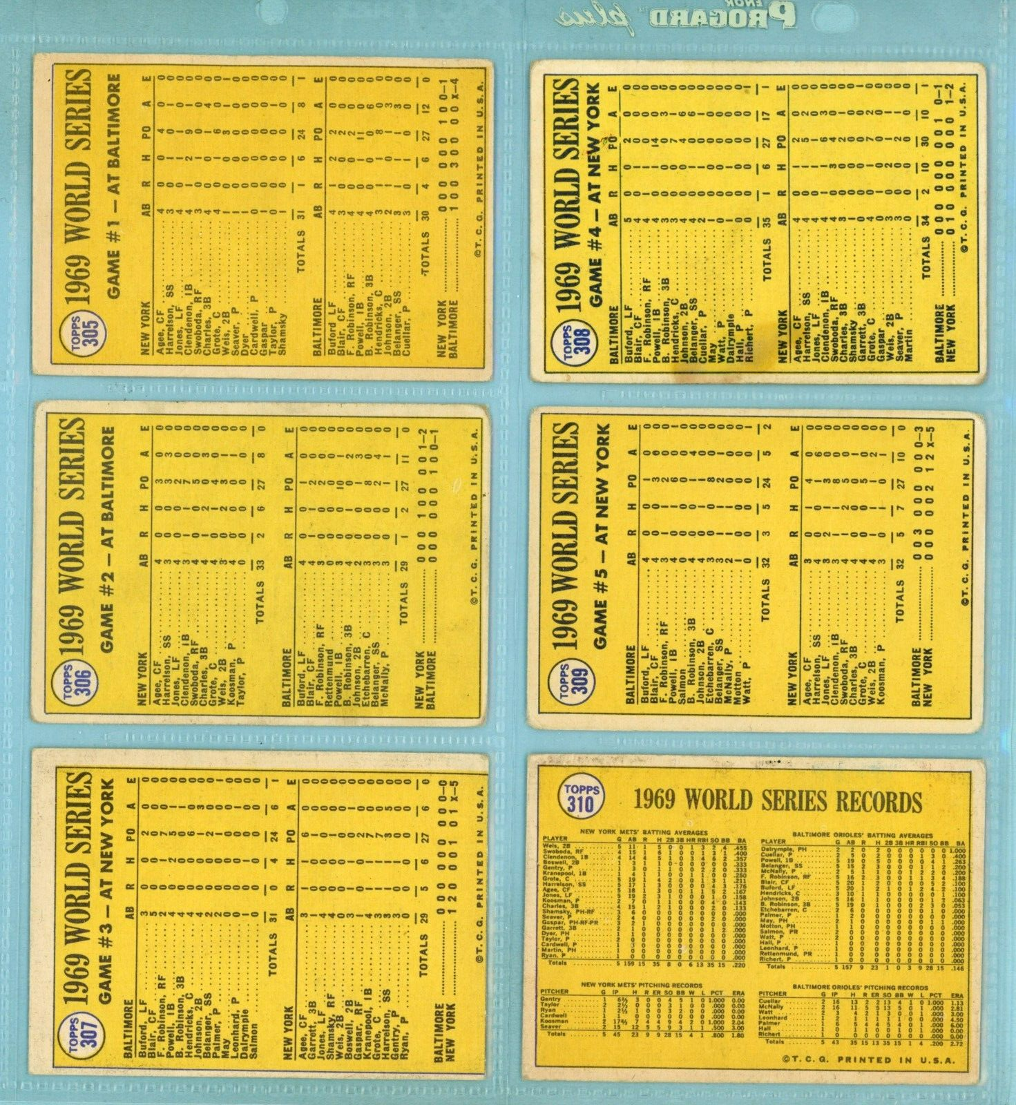 1970 Topps Set of 14 1969 ALCS, NLCS, World Series Spec Baseball Cards Low Grade