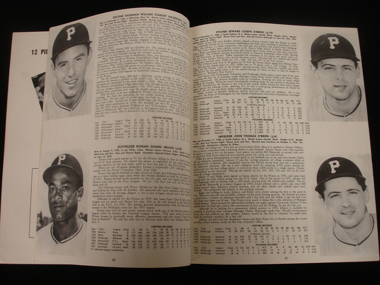 1958 Pittsburgh Pirates Baseball Yearbook