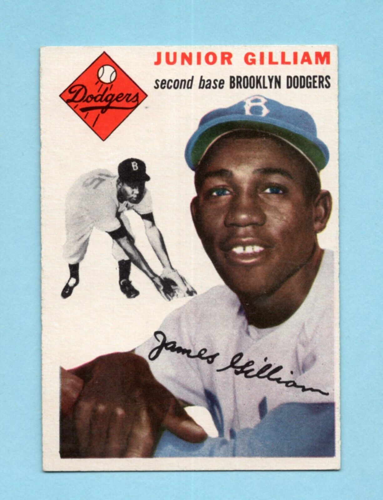 1954 Topps #35 Junior Gilliam Brooklyn Dodgers Baseball Card Ex/Mt - NM o/c