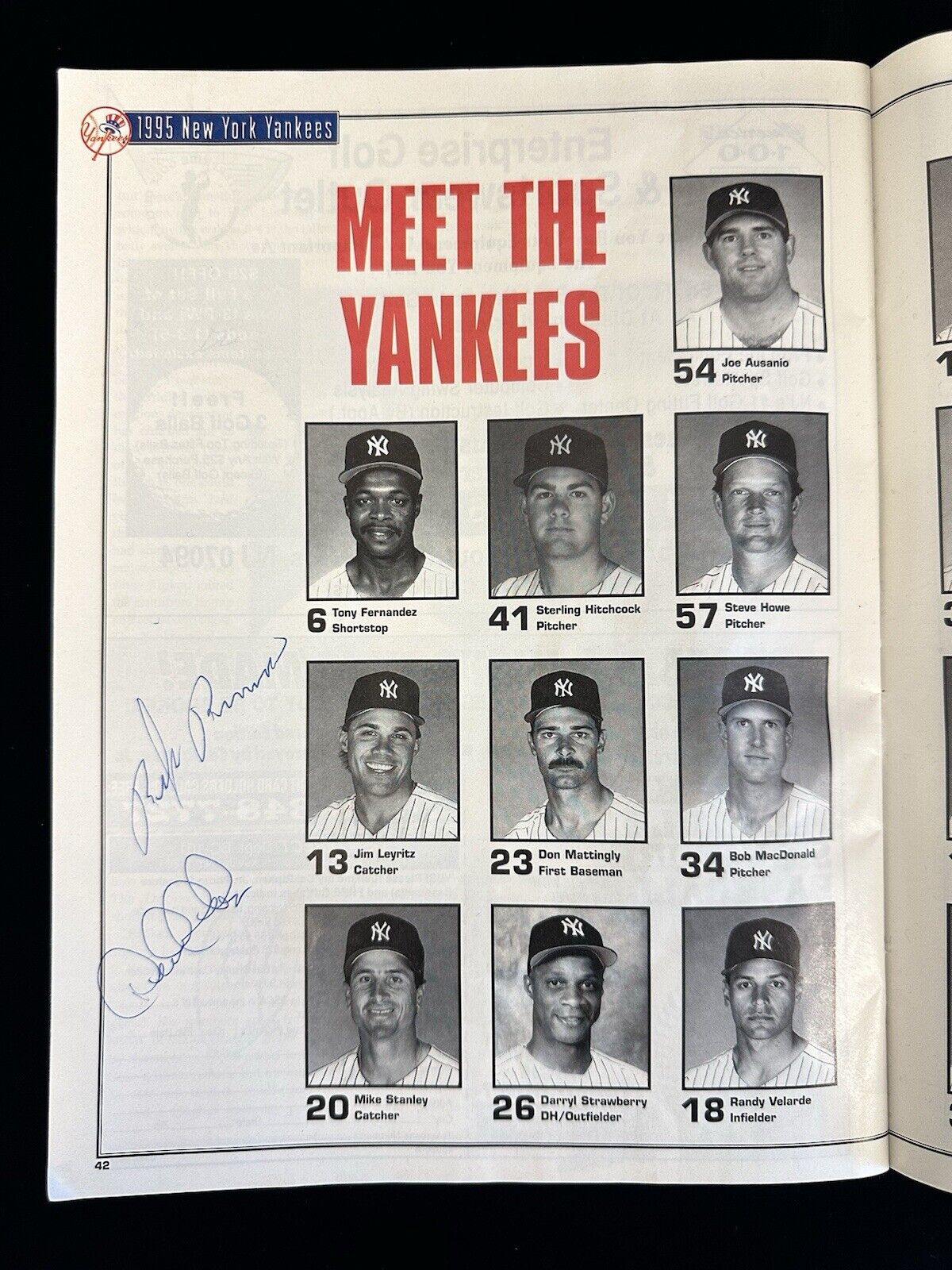 Sept. 4 1995 Yankees Baseball Program vs Mariners SIGNED by ROOKIE Derek Jeter