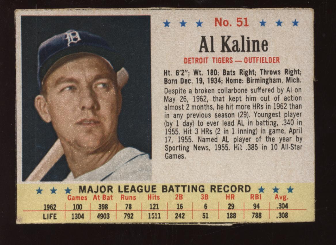 1963 Post Cereal Baseball #51 Al Kaline EXMT