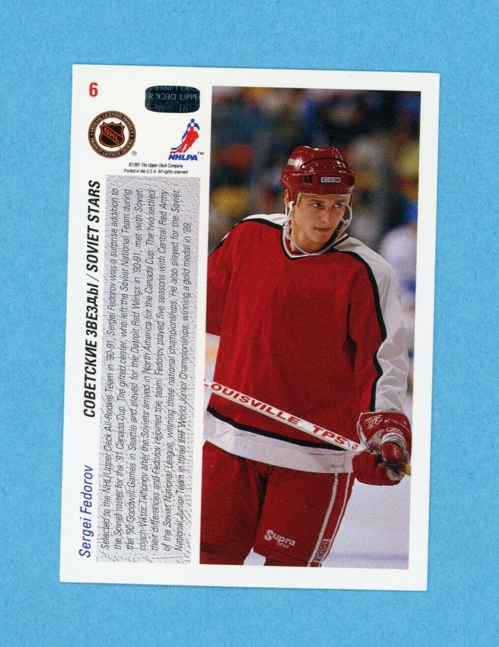 Sergei Fedorov Team Soviet 1991-92 Upper Deck #6 Autographed Hockey Card