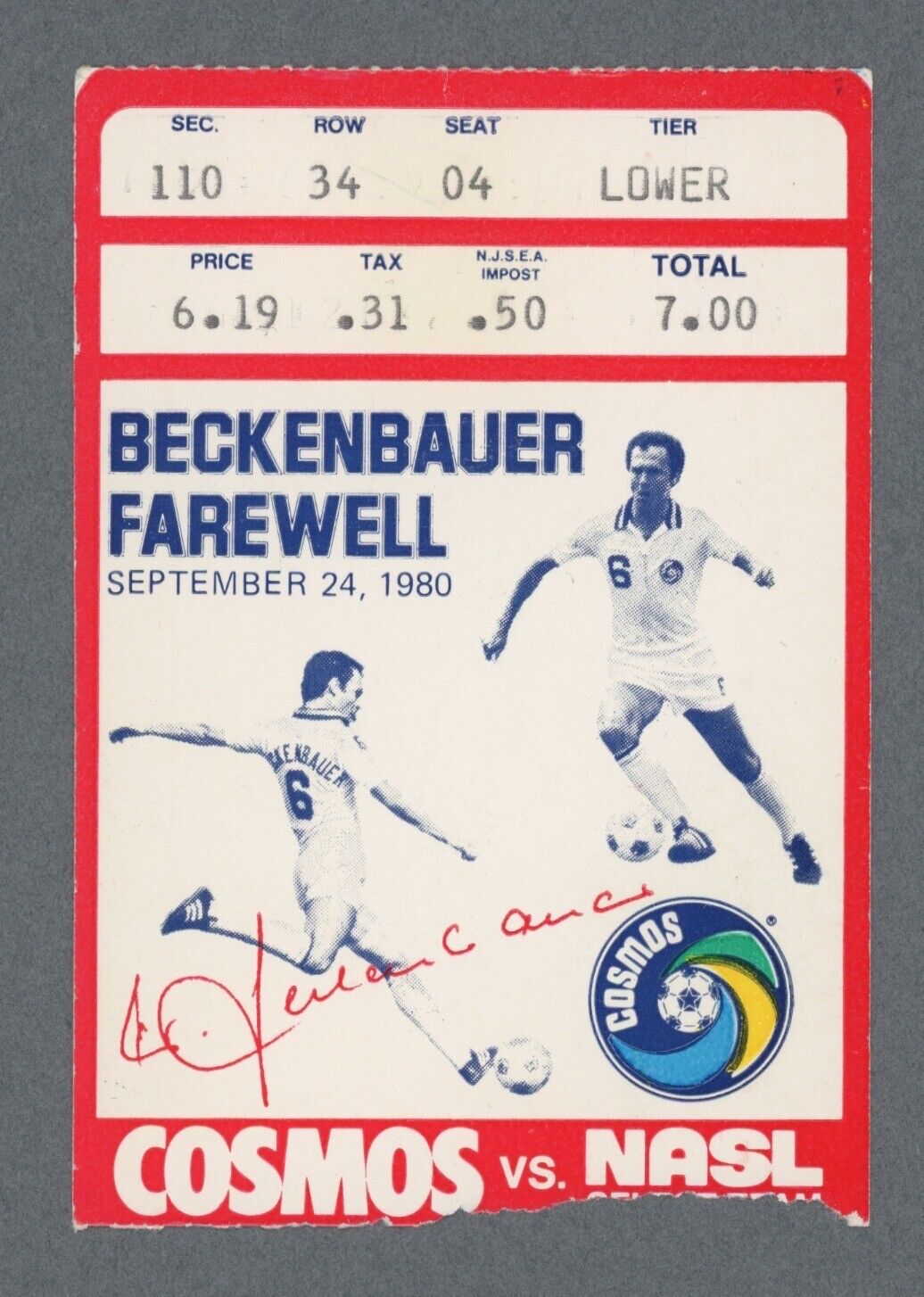 9/24/80 Franz Beckenbauer Farewell Game Ticket Stub and Program • Cosmos vs NASL