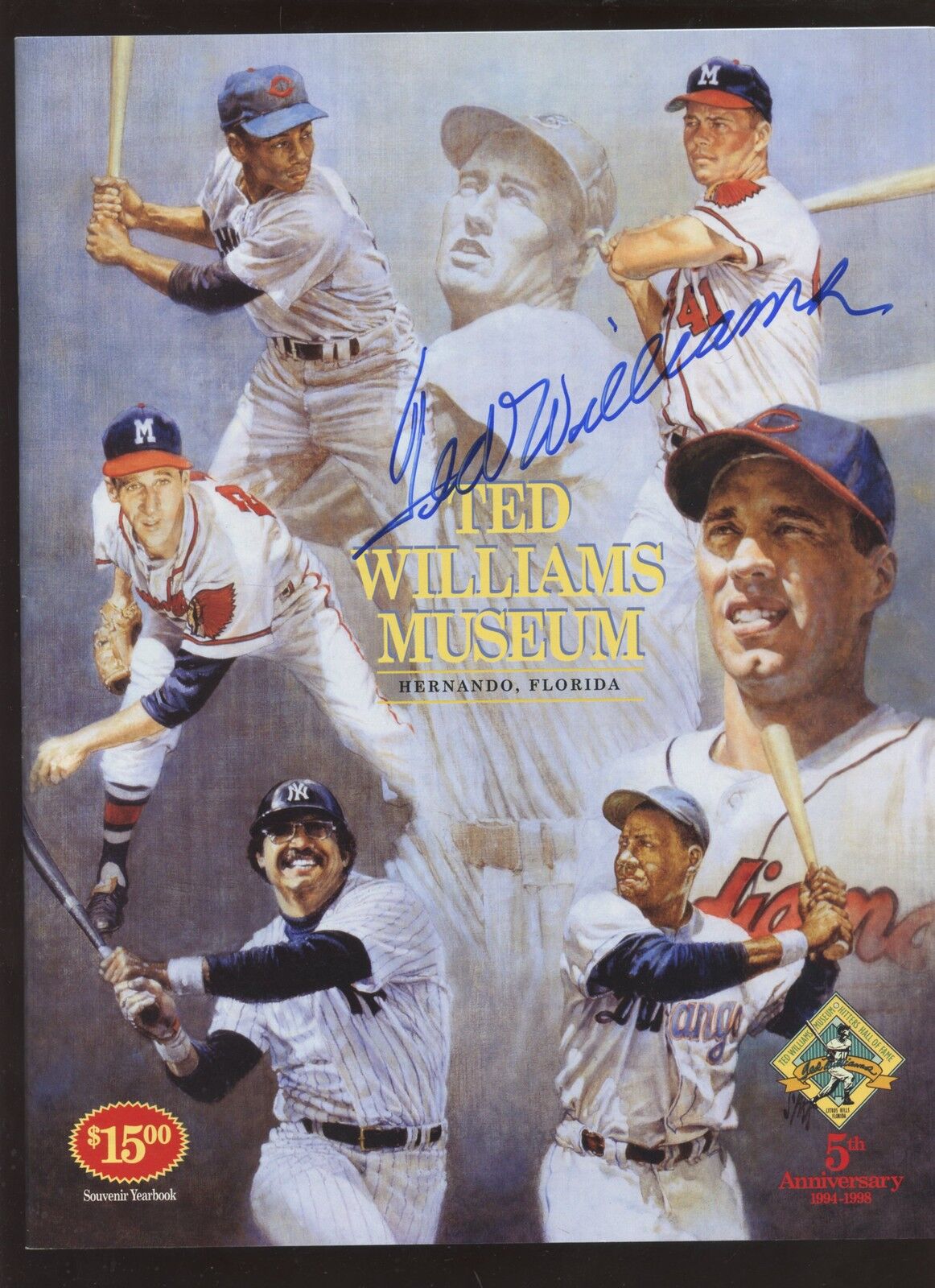 1998 Ted Williams Museum Program Ted Williams Autographed Hologram