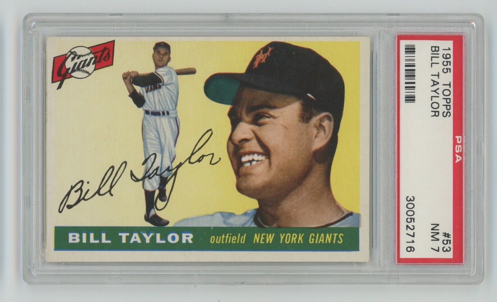 Bill Taylor 1955 Topps Card #53 PSA 7 NM