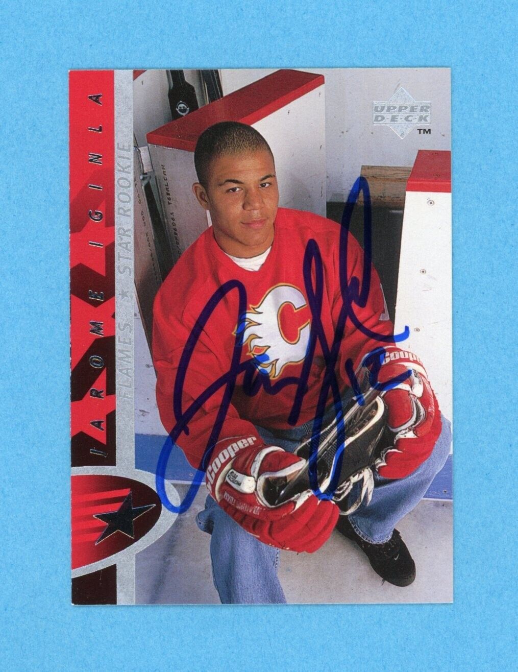 Jarome Iginla Calgary Flames 1996-97 Upper Deck #181 Autographed Hockey Card