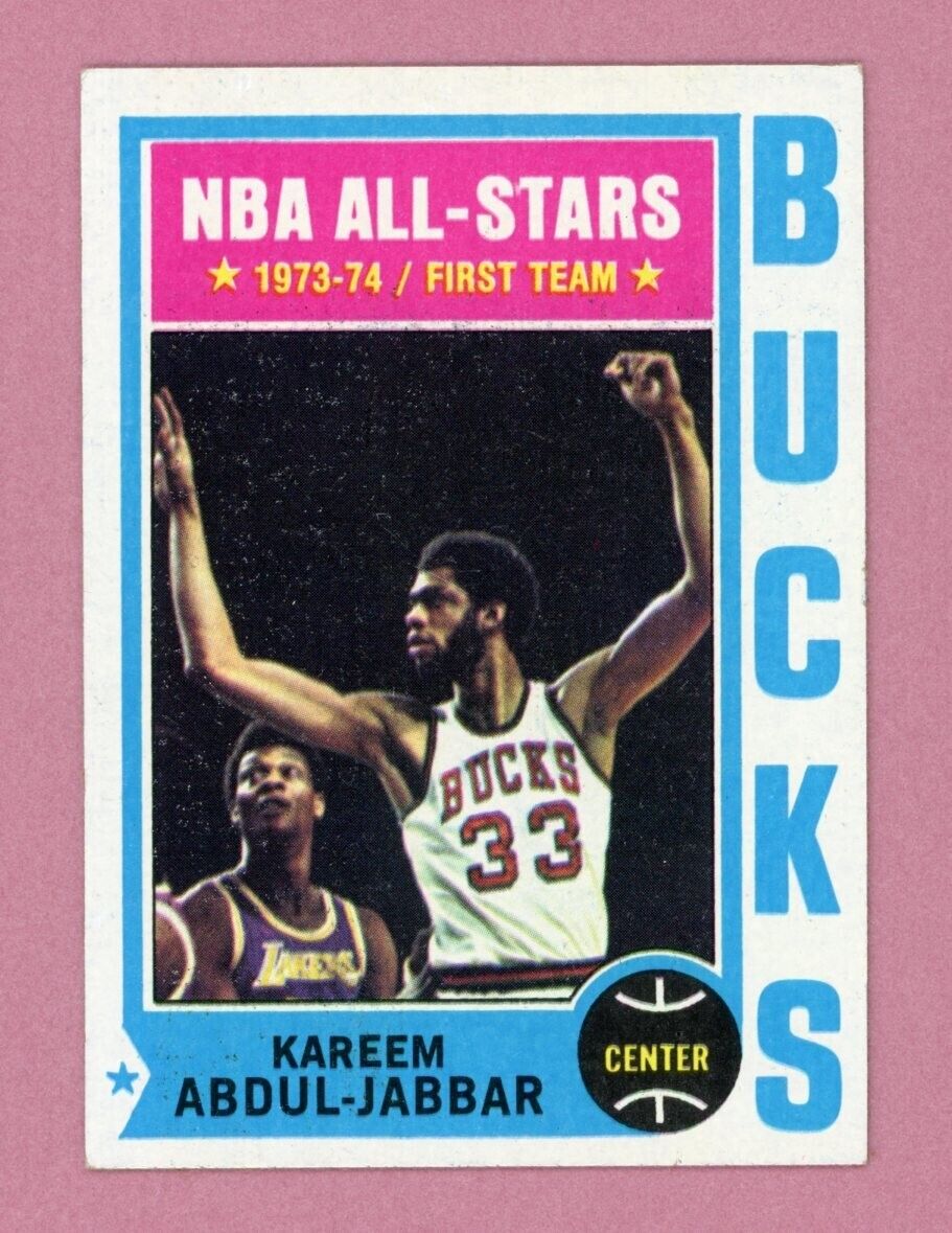 1974-75 Topps #1 Kareem Abdul-Jabbar Milwaukee Bucks Basketball Card Ex - Ex+