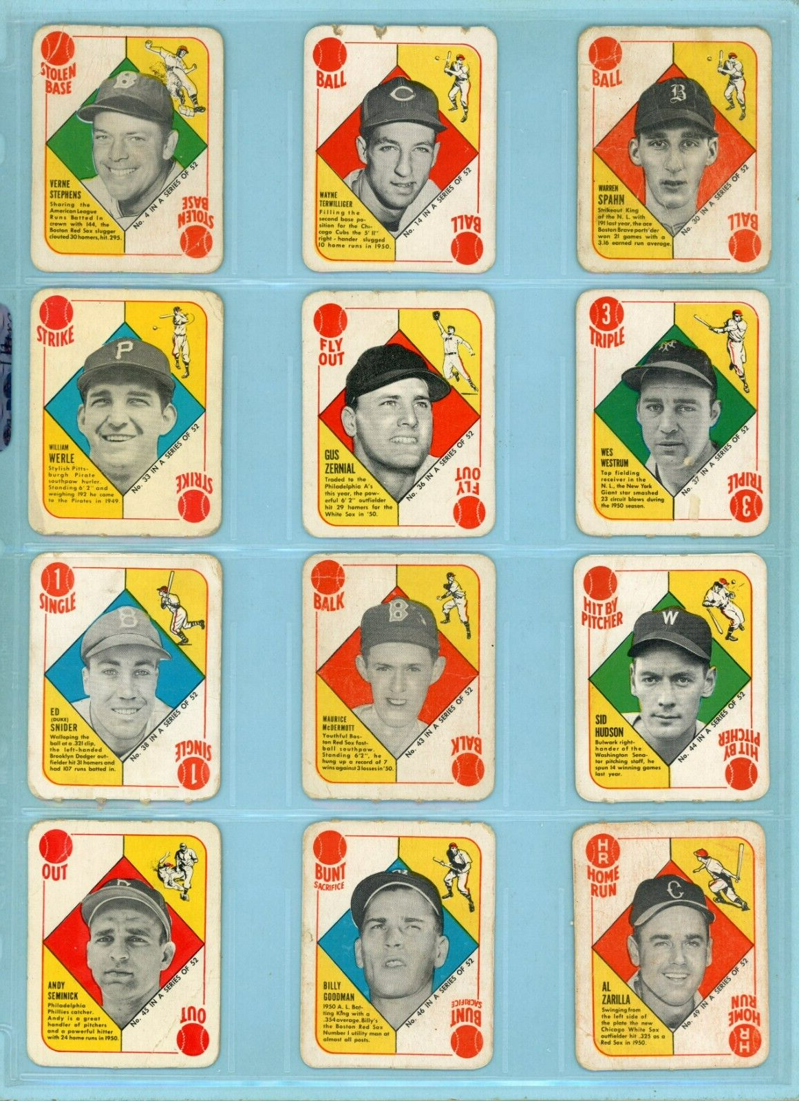 1951 Topps Red Backs Starter Set Lot of 12 Different Baseball Cards Low Grade
