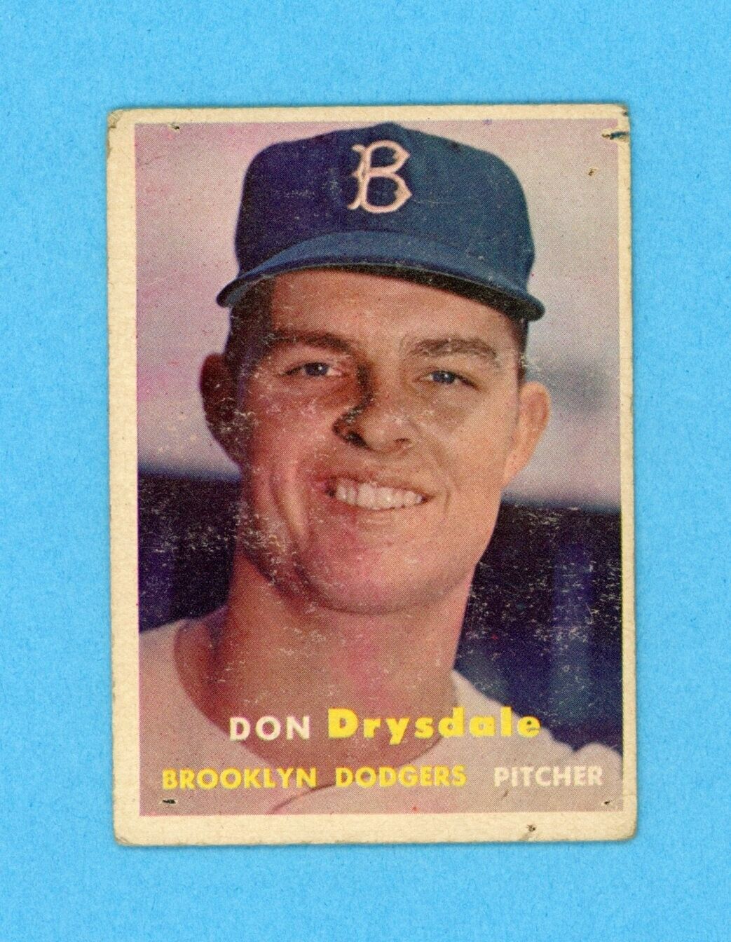 1957 Topps #18 Don Drysdale Brooklyn Dodgers Rookie Baseball Card Low Grade