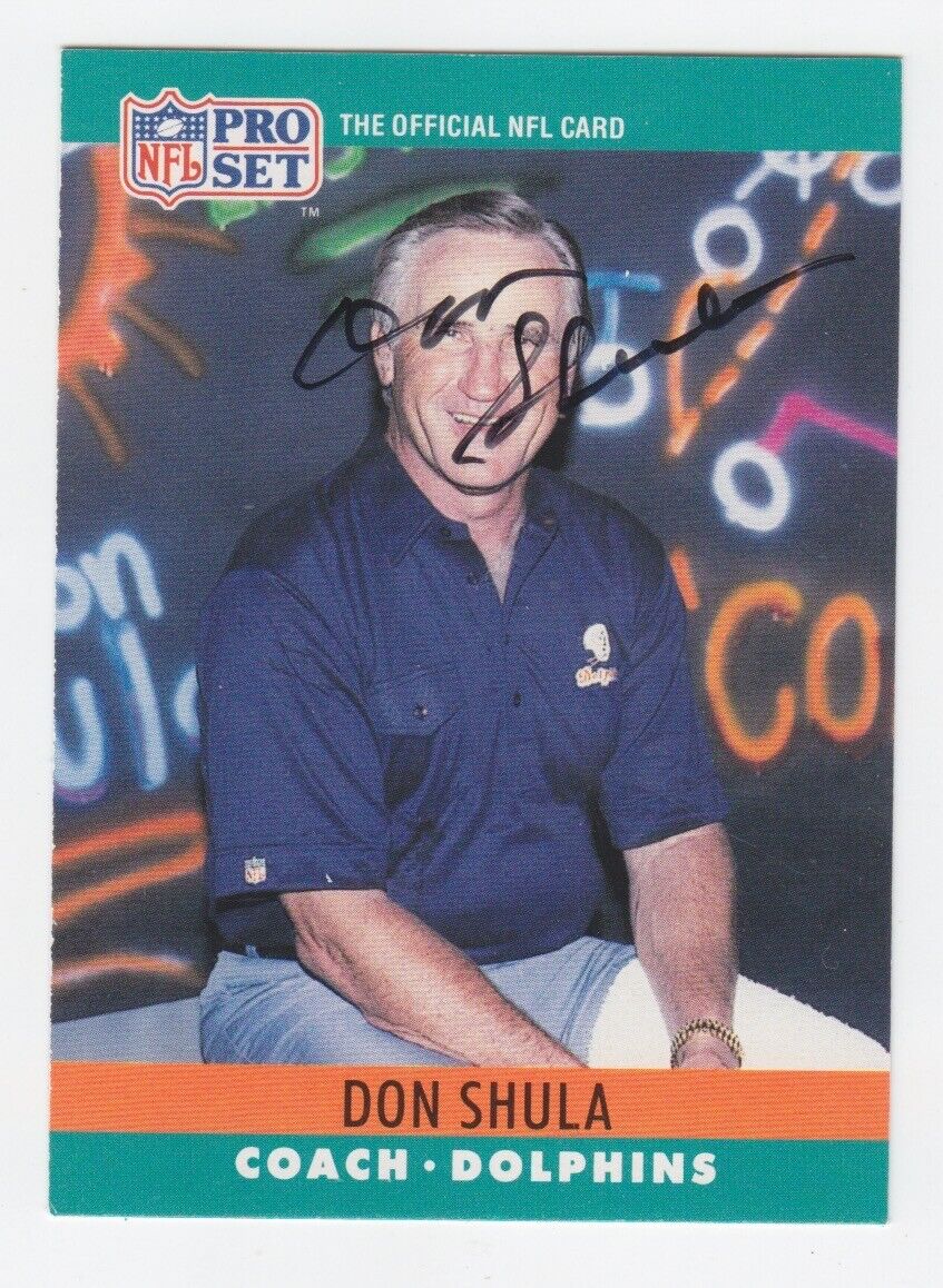 Don Shula Signed 1990 Pro Set Card #185 Auto with  B&E Hologram