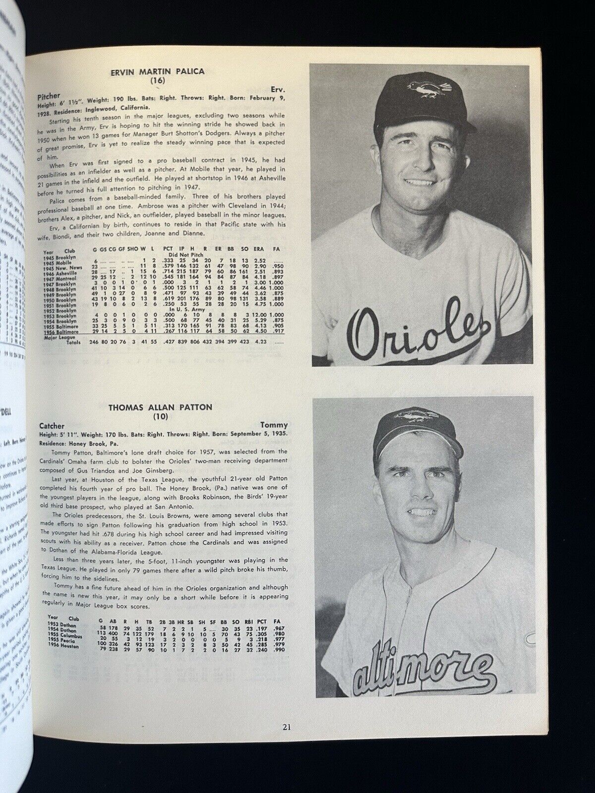 Original 1957 Baltimore Orioles Official Baseball Yearbook w/ Brooks Robinson