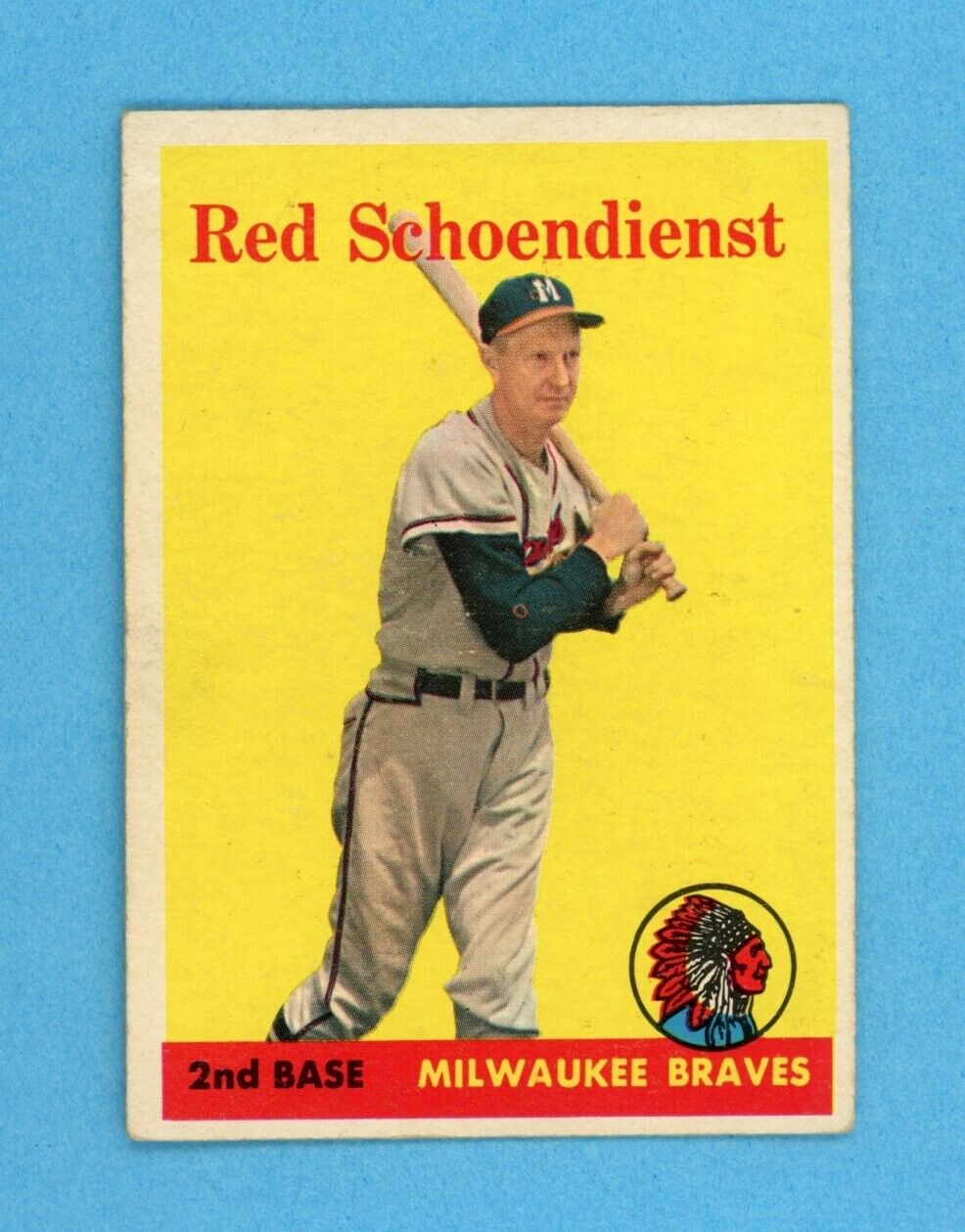 1958 Topps #190 Red Schoendienst Milwaukee Braves Baseball Card EX