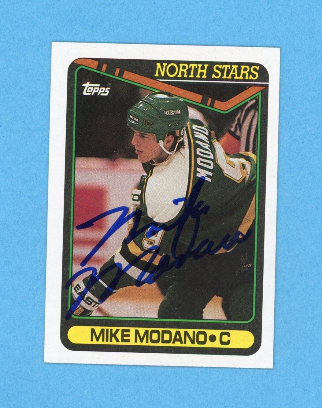 Mike Modano Minn North Stars 1990-91 Topps #348 Autographed Rookie Hockey Card