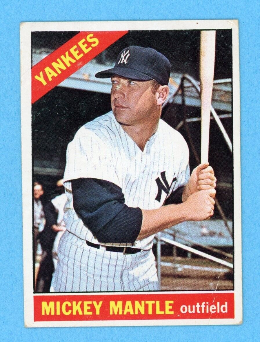 1966 Topps #50 Mickey Mantle New York Yankees Baseball Card Vg/Ex ap scf ft wrk