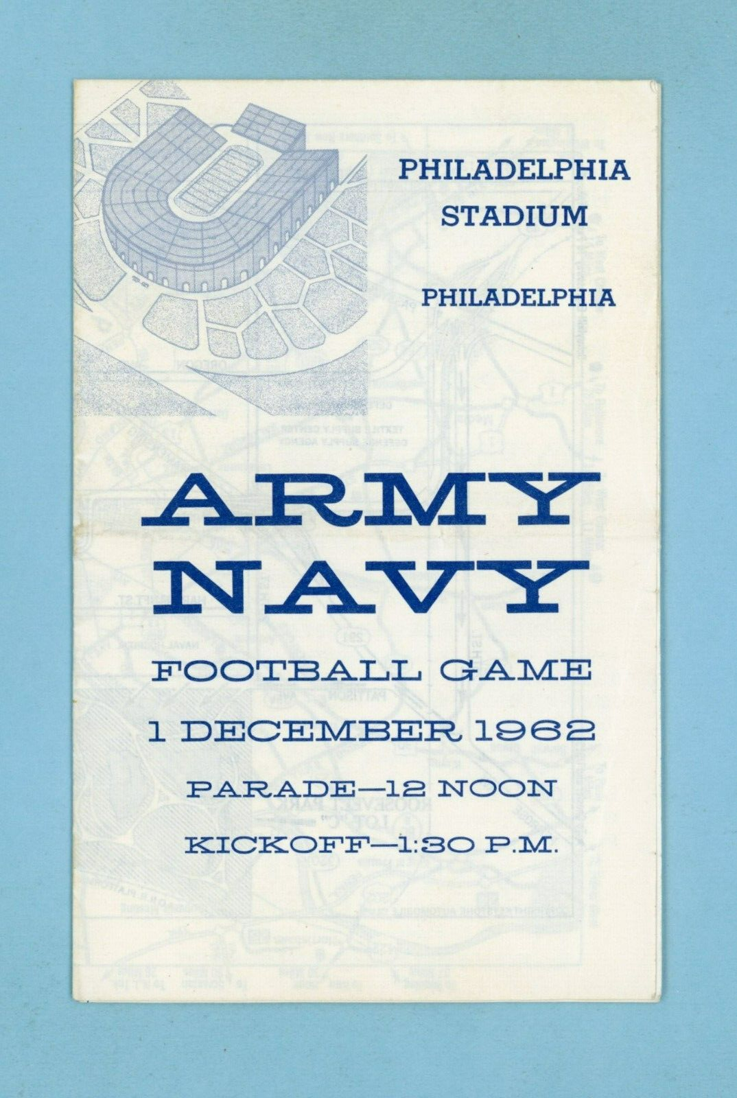 December 1, 1962 Army vs Navy Football Game Itinerary Pamphlet