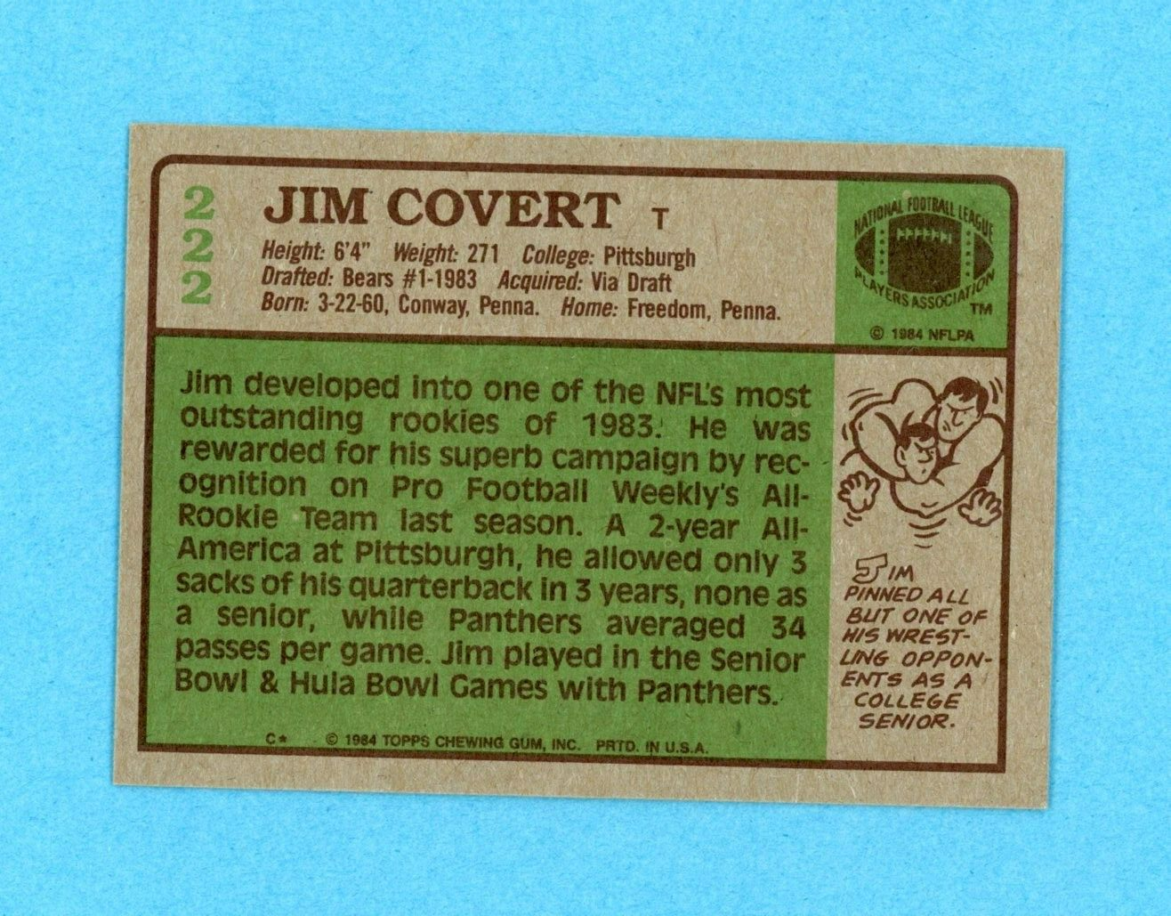 Jim Covert Chicago Bears Rookie 1984 Topps #222 Autographed Football Card