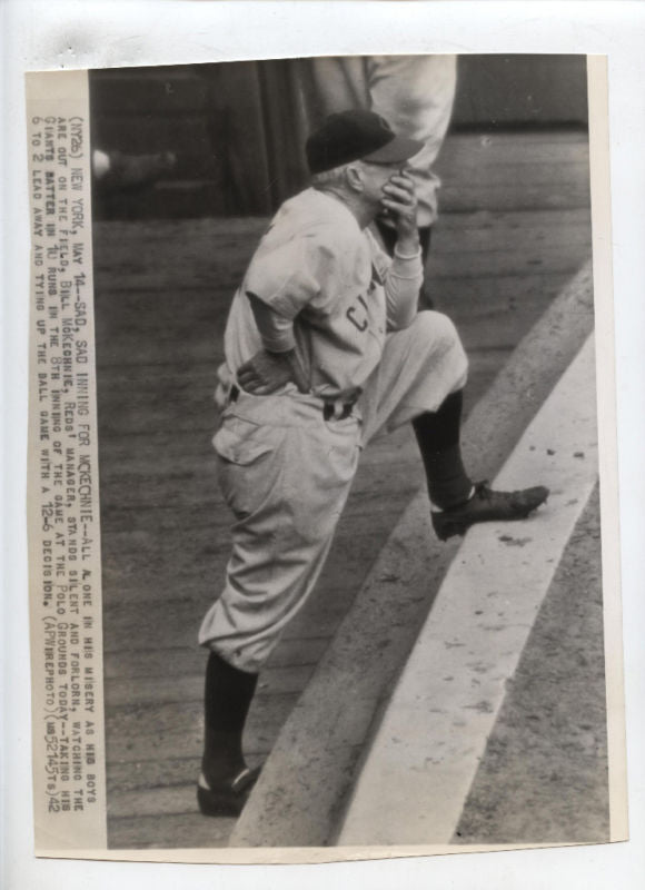 Original 1942 Bill McKechnie Reds Manager Wire Photo