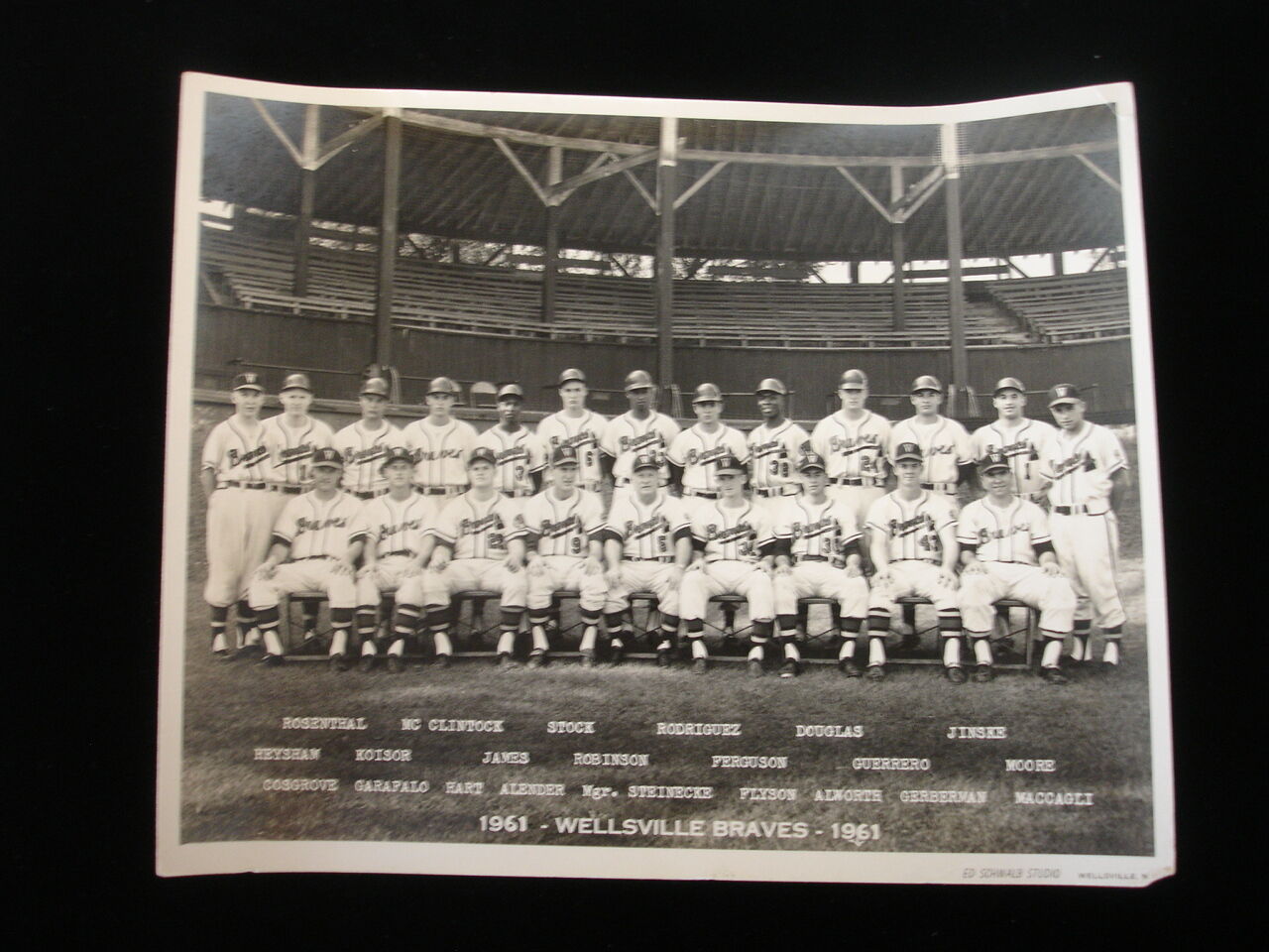 1961 Wellsville Braves Minor League Baseball Team Photograph