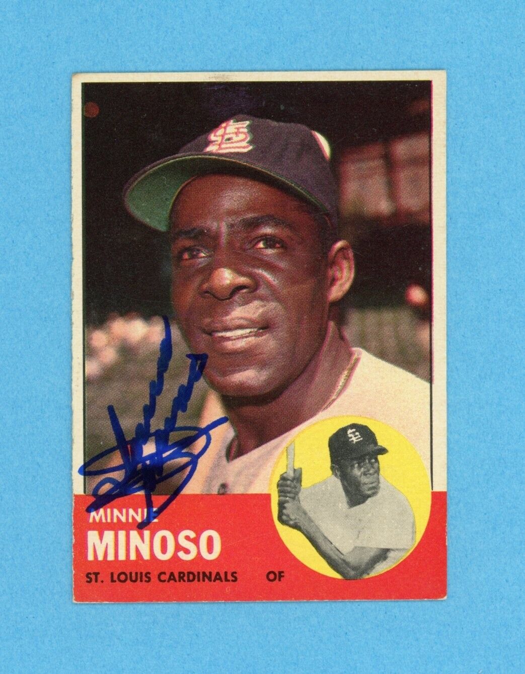 Minnie Minoso Signed 1963 Topps Card #190 Auto with B&E Hologram