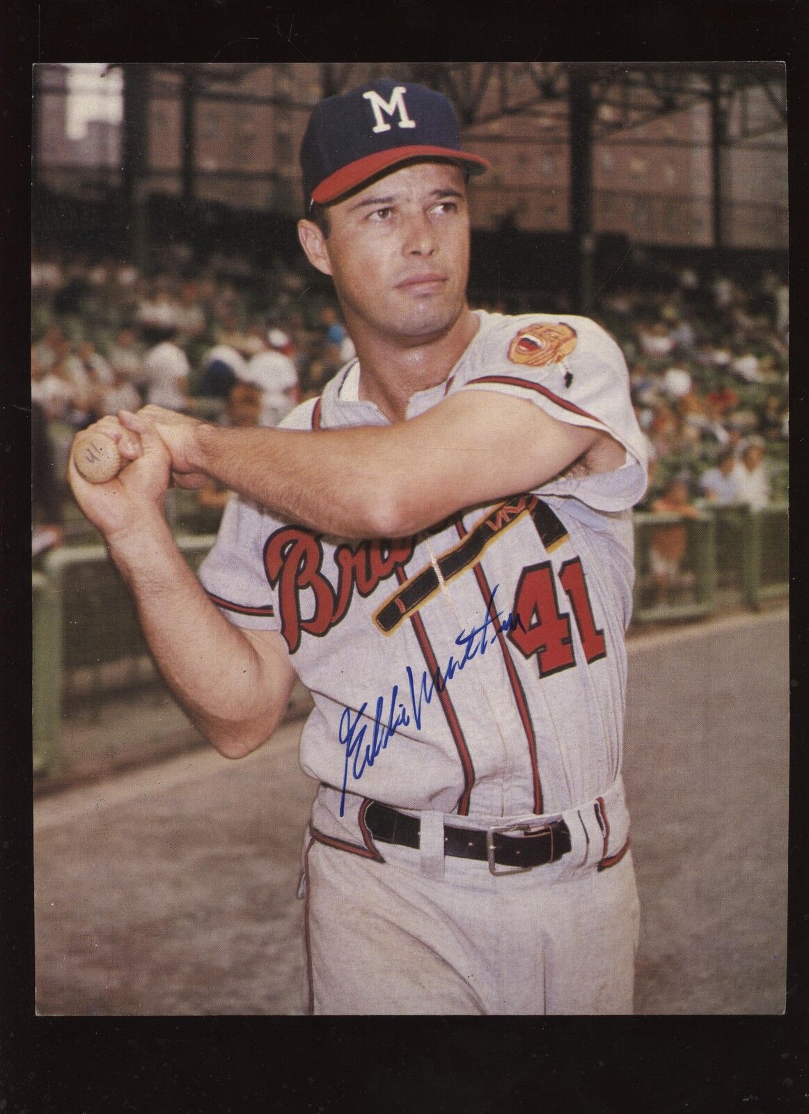 Eddie Mathews Milwaukee Braves Autographed Color 8 X 10 Photo Hologram