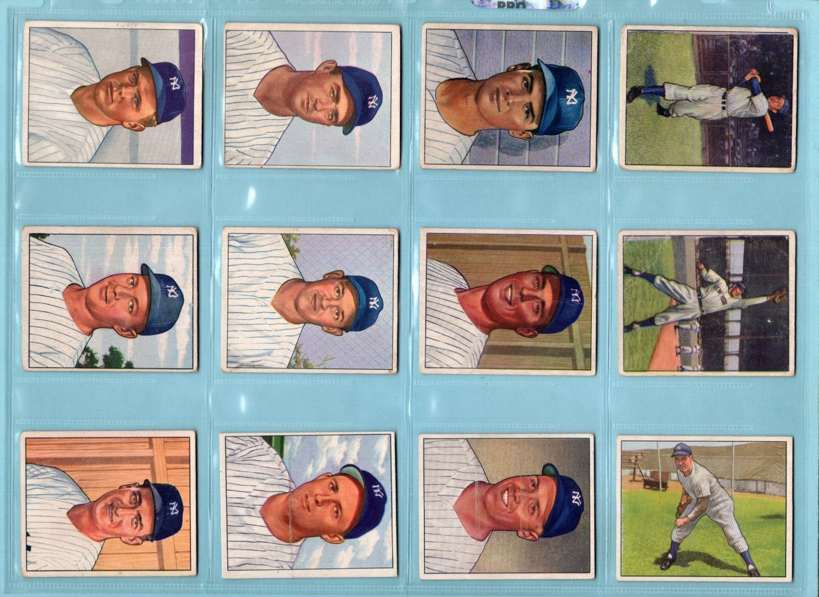 1950 Bowman Lot of 12 Different New York Yankees Baseball Cards LG - Ex/Mt