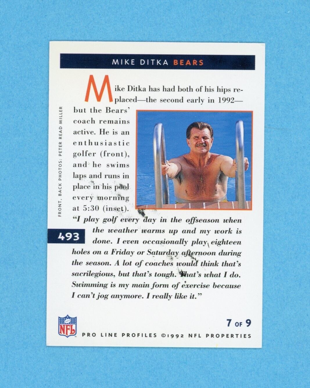 Mike Ditka 1992 Proline  Profiles Card #493 7 of 9 •••• Auto with B&E Hologram