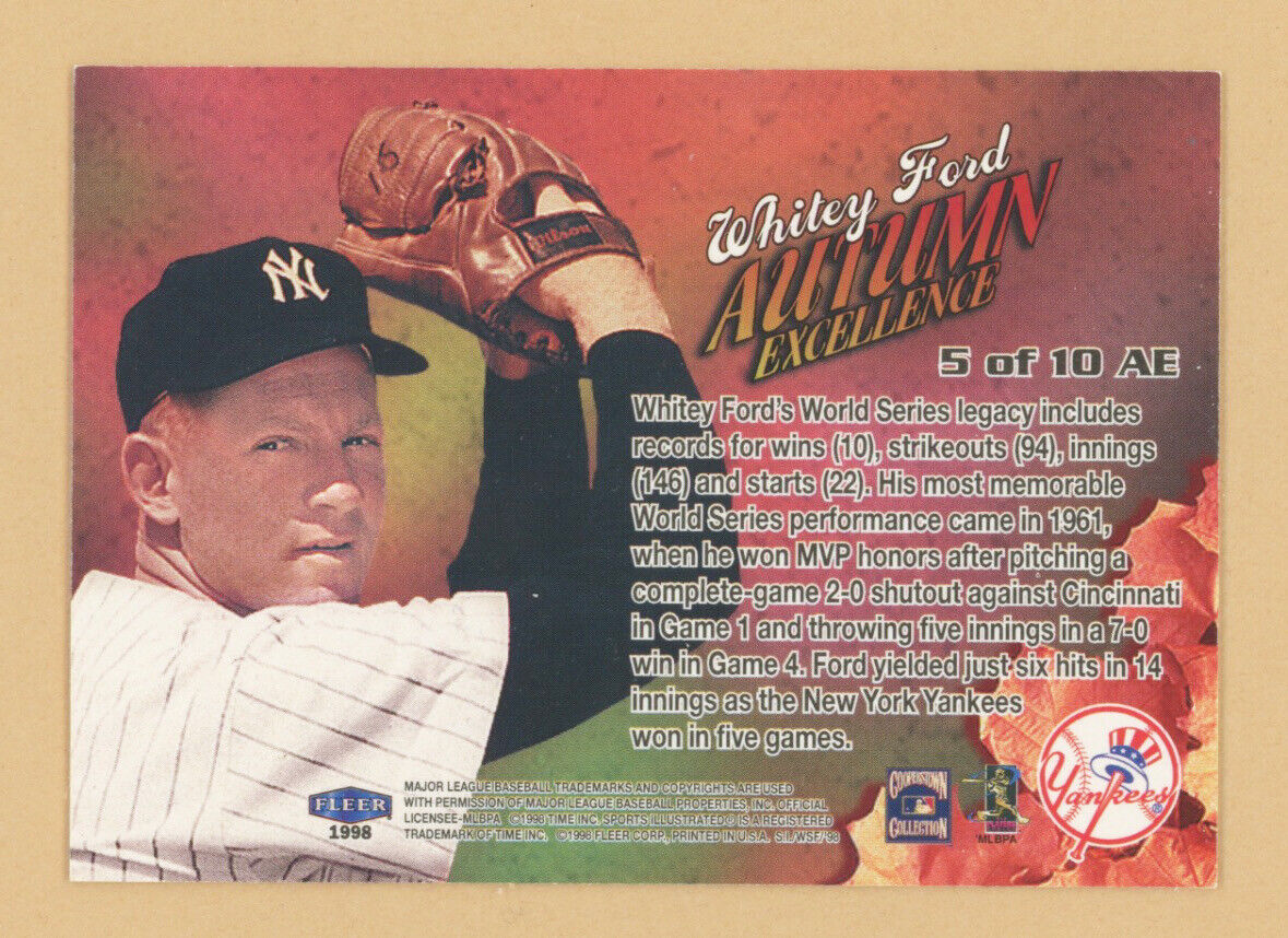 Whitey Ford Signed 1998 Fleer Sports Illustrated Card #5of10 AE Auto w B&E Holo