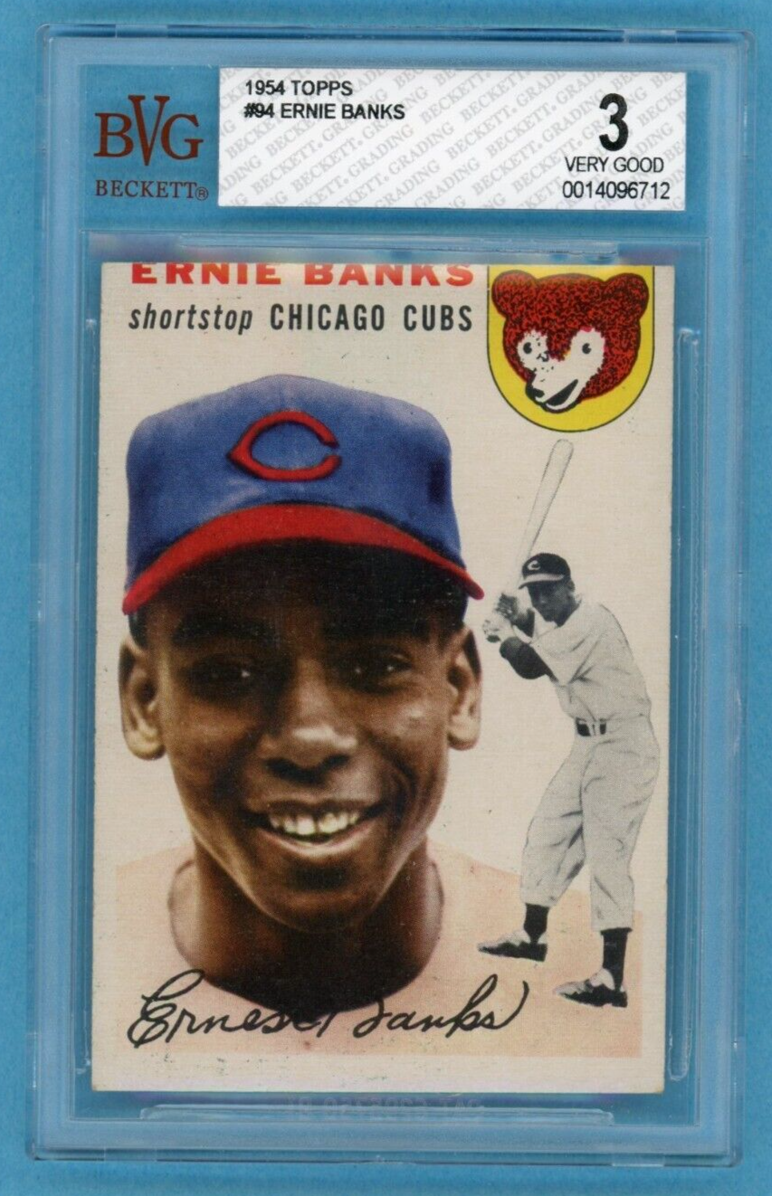 1954 Topps Ernie Banks Chicago Cubs Rookie Card #94 Beckett BVG 3 VG