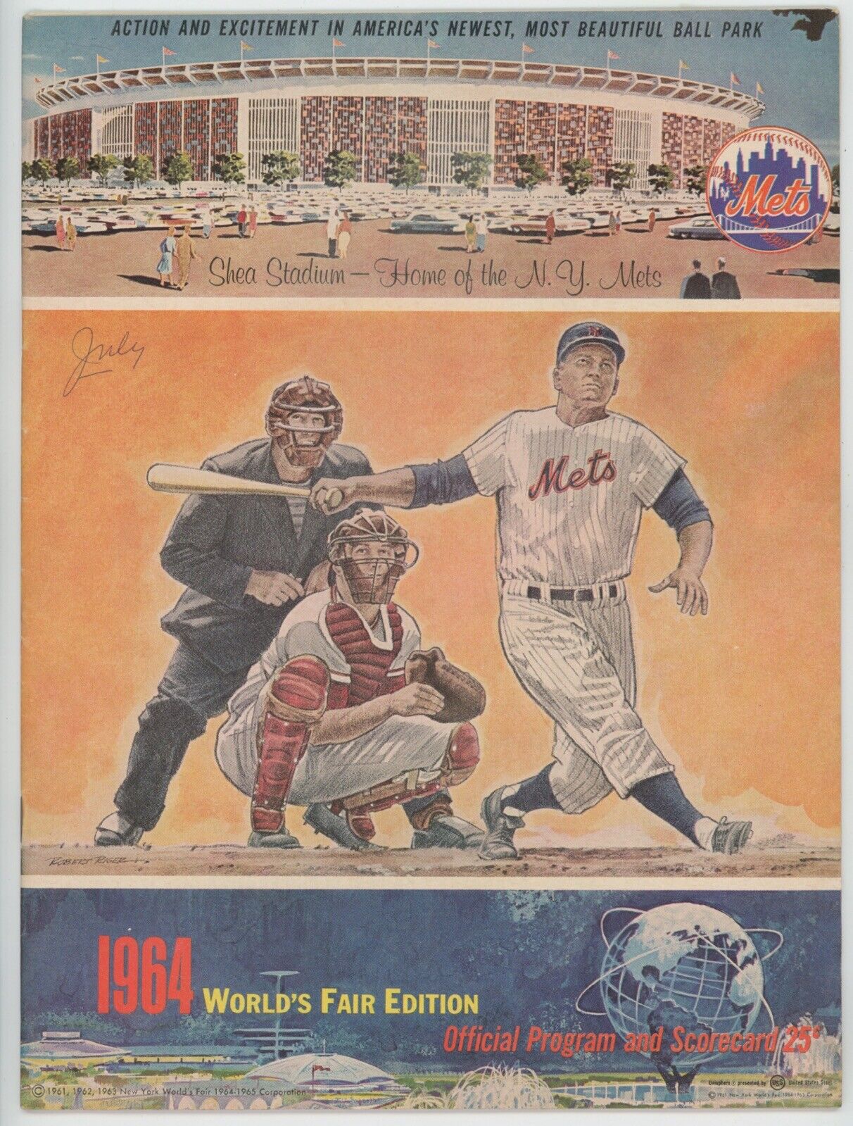 1964 St. Louis vs New York Mets Program Scorecard •• Unscored