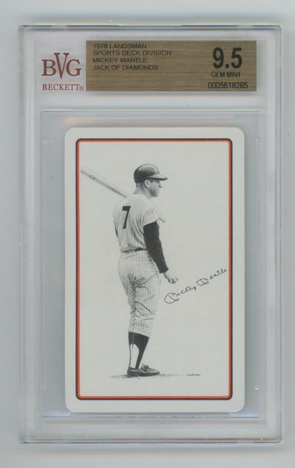 1978 Landsman Mickey Mantle • BVG 9.5 • Sports Deck Division Jack of Diamonds