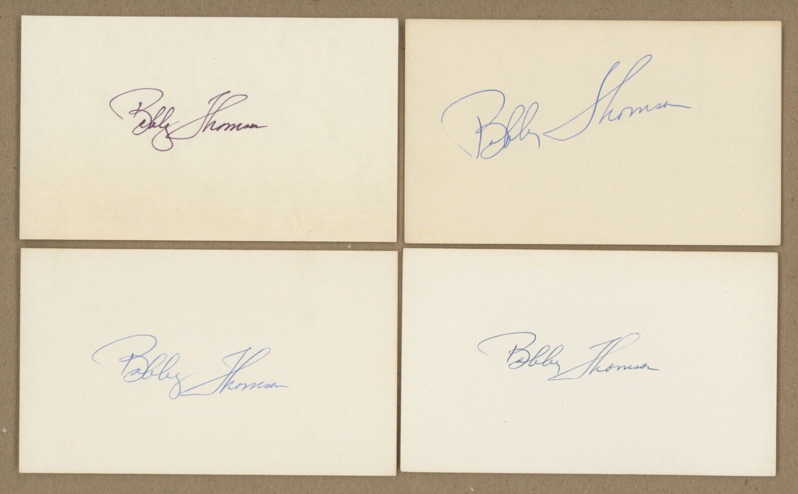 Lot of 24 Bobby Thomson Signed Index Cards w B&E Holograms