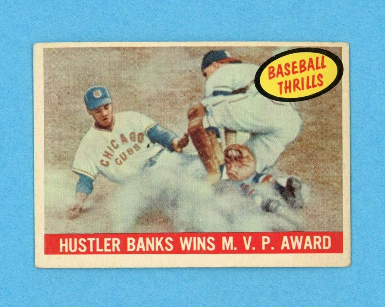 1959 Topps #469 Baseball Thrills Ernie Banks Chicago Cubs Baseball Card EX lwt