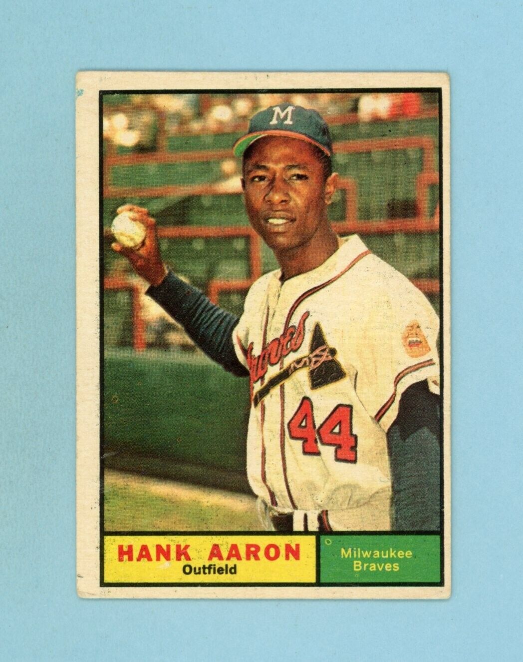 1961 Topps #415 Hank Aaron Milwaukee Braves Baseball Card Vg/Ex o/c