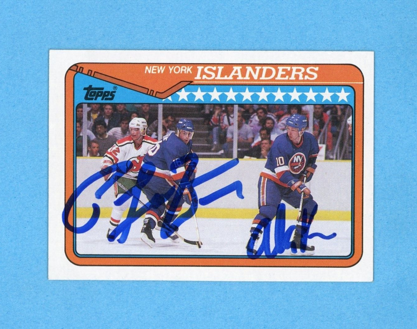 Pat LaFontaine & Alan Kerr 1990-91 Topps #315 Autographed Hockey Card