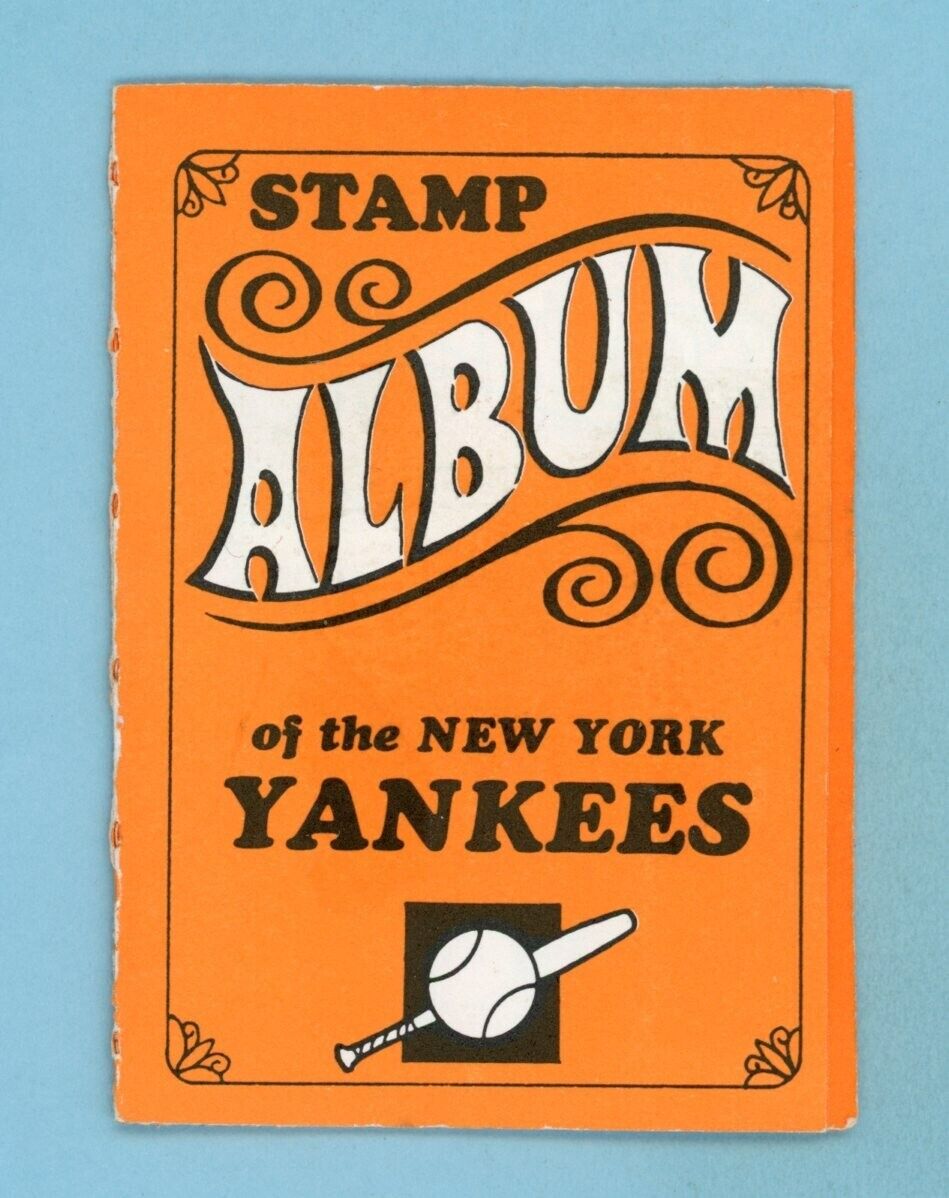 1969 Topps New York Yankees Stamp Album with 7 Stamps Mickey Mantle & others