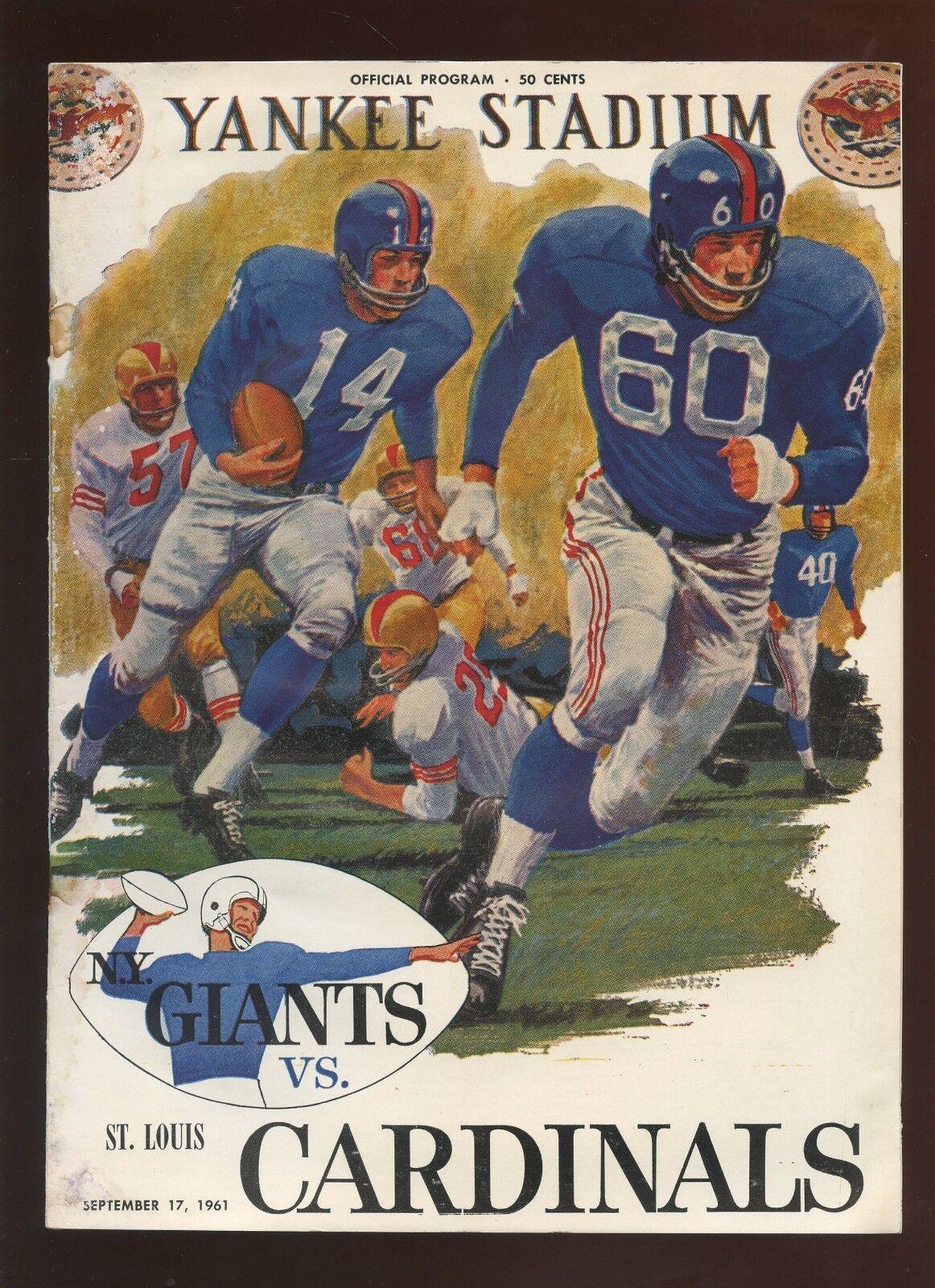 September 17 1961 NFL Program St. Louis Cardinals at New York Giants VGEX