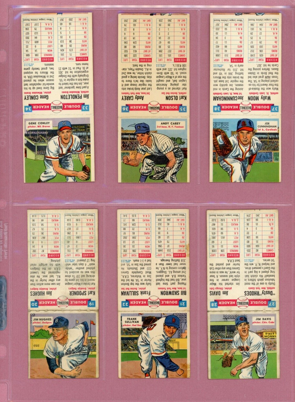 1955 Topps Double Headers Starter Set Lot of 34 Diff Baseball Cards mixed grades