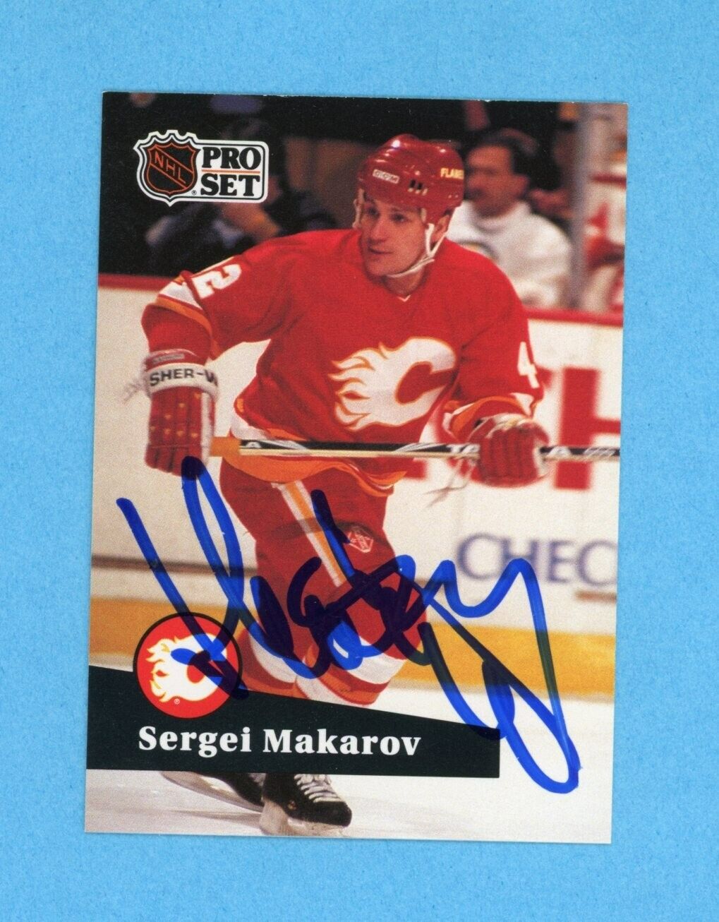 Sergei Makarov Calgary Flames 1991-92 NHL Pro Set #39 Autographed Hockey Card