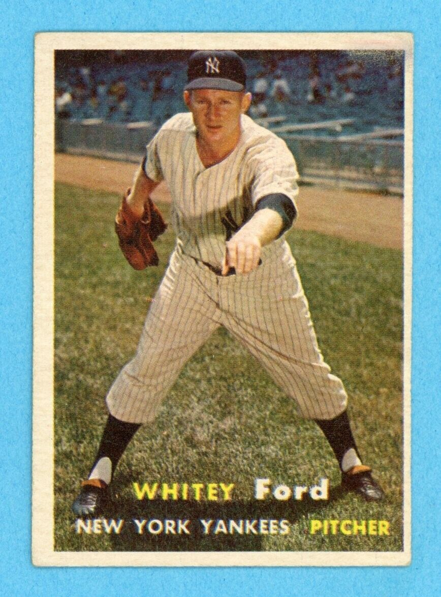 1957 Topps #25 Whitey Ford New York Yankees Baseball Card EX print issue top rc