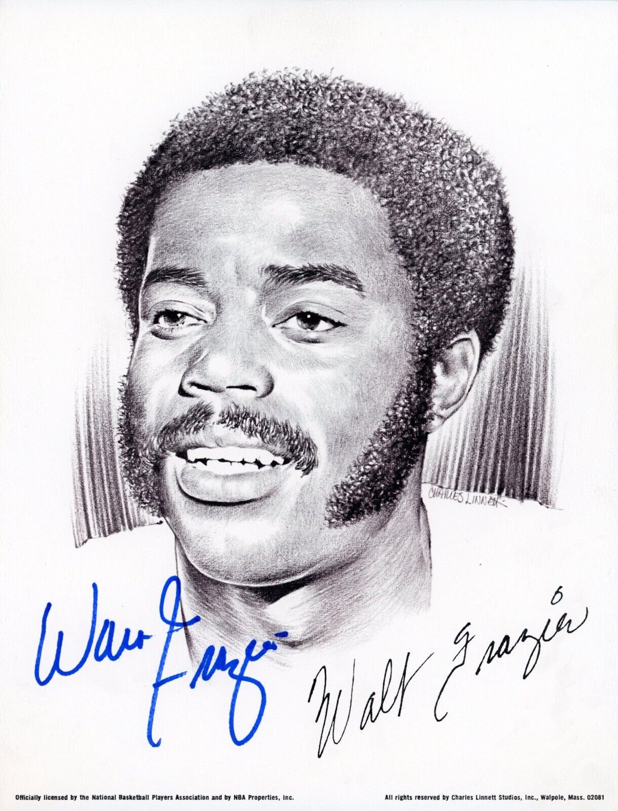 Walt Frazier Knicks 8.5x11 Artwork  Linnett Print Auto with B&E Hologram