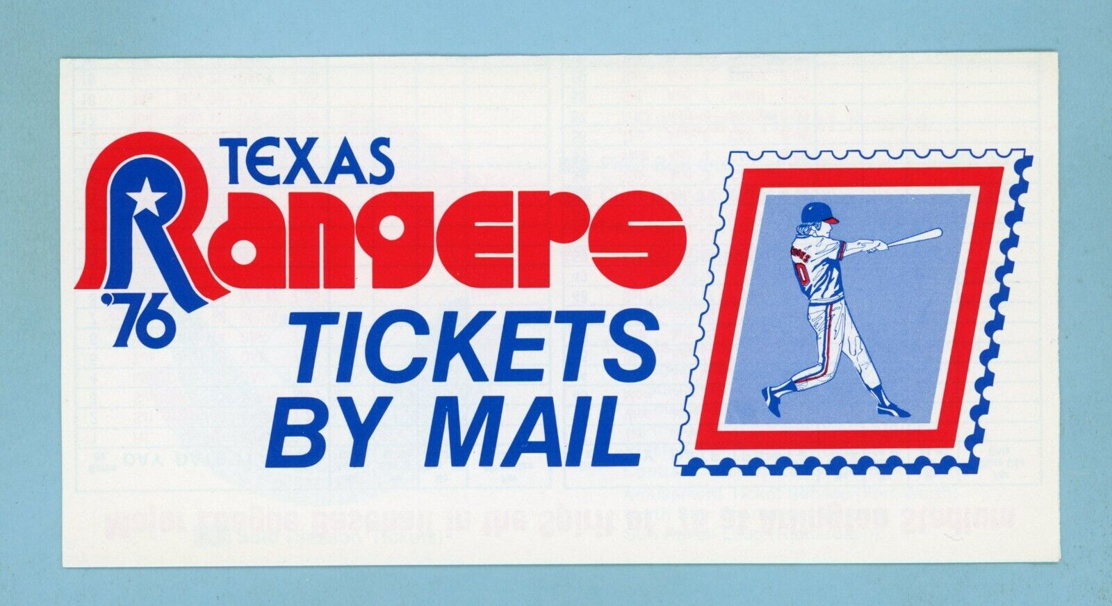 1976 Texas Rangers Home Schedule & Ticket Request Tri-Fold