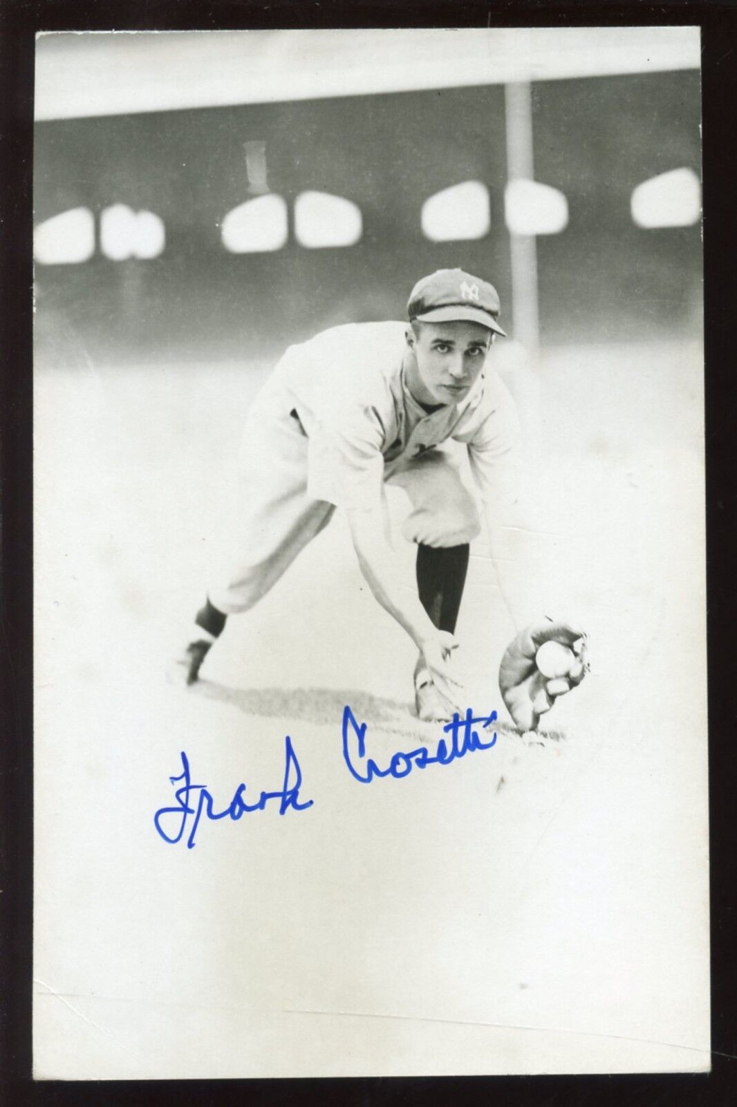 Frank Crosetti New York Yankees Fieldiing 3 1/2" X 5 1/2" Photo Autographed Holo