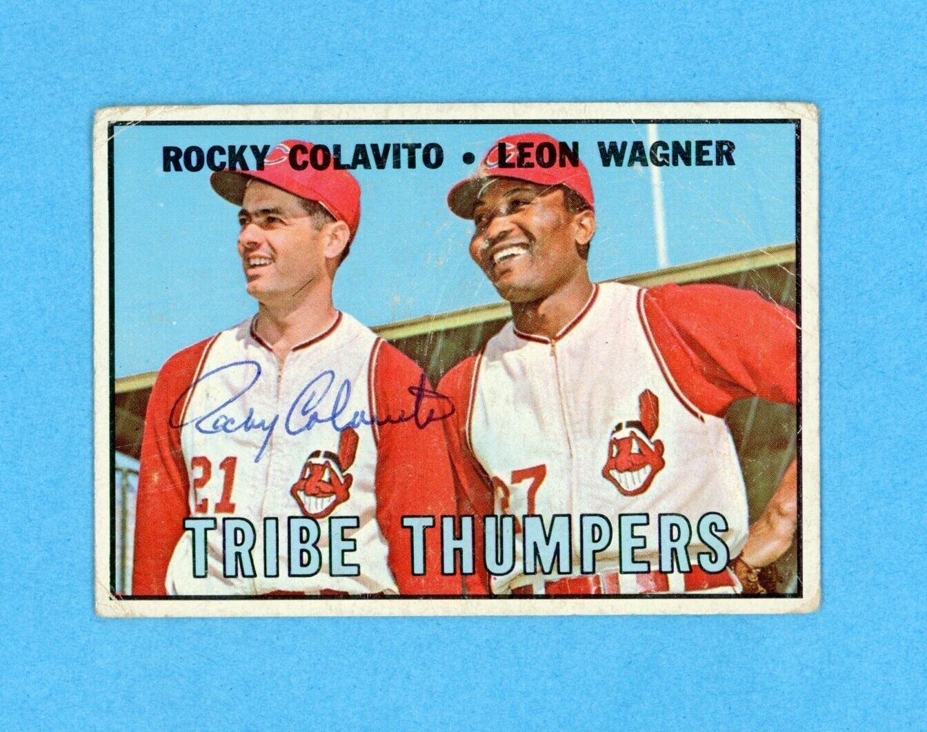 Rocky Colavito Tribe Thumpers Signed 1967 Topps Card #109 Auto w B&E Hologram