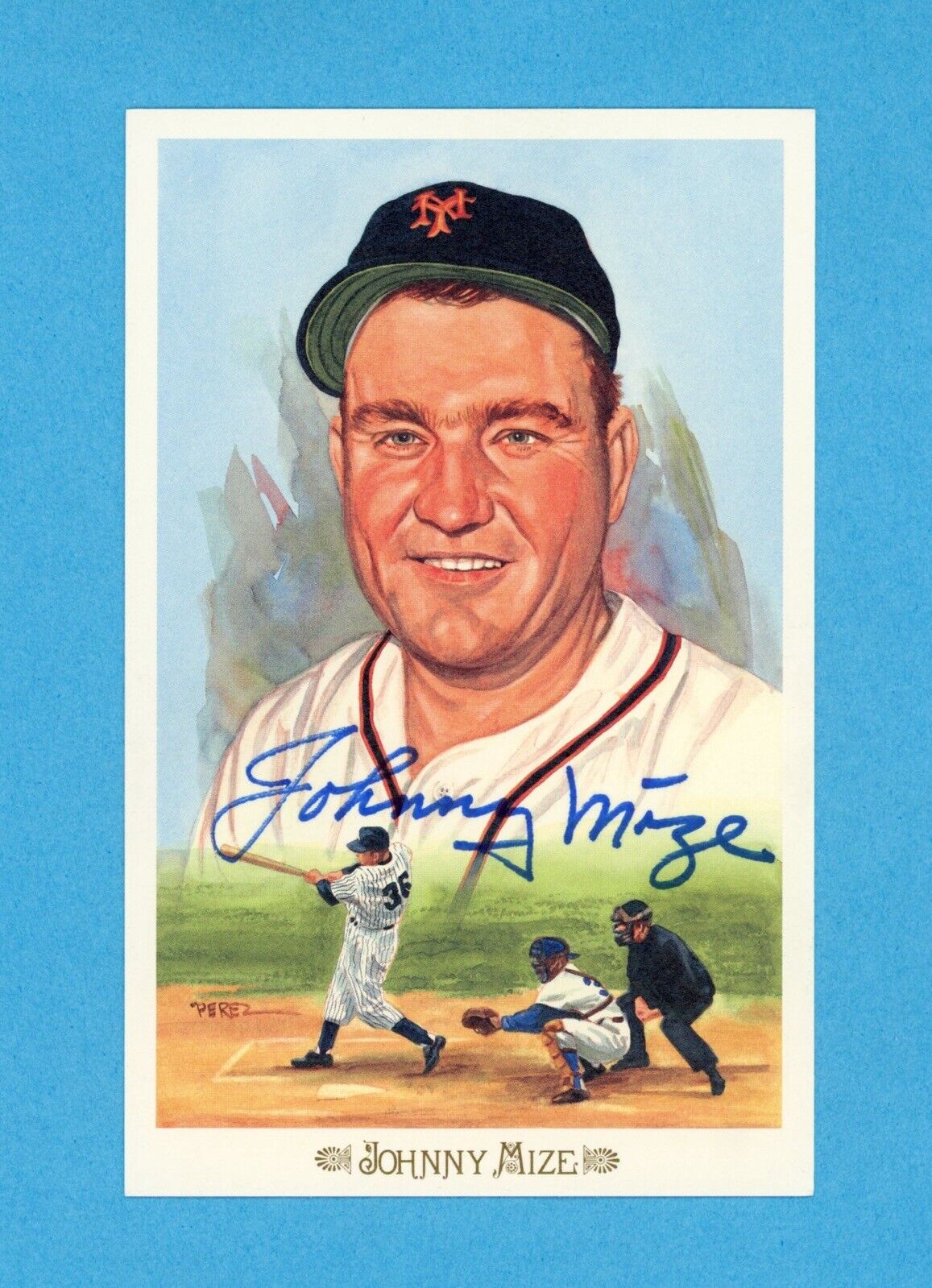 Johnny Mize Signed Hall of Fame Celebration Postcard • Auto w B&E Hologram