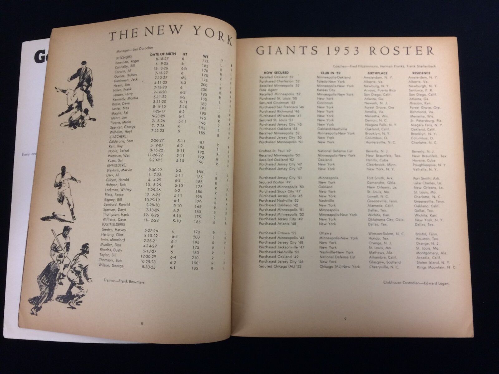 1953 New York Giants Baseball Yearbook