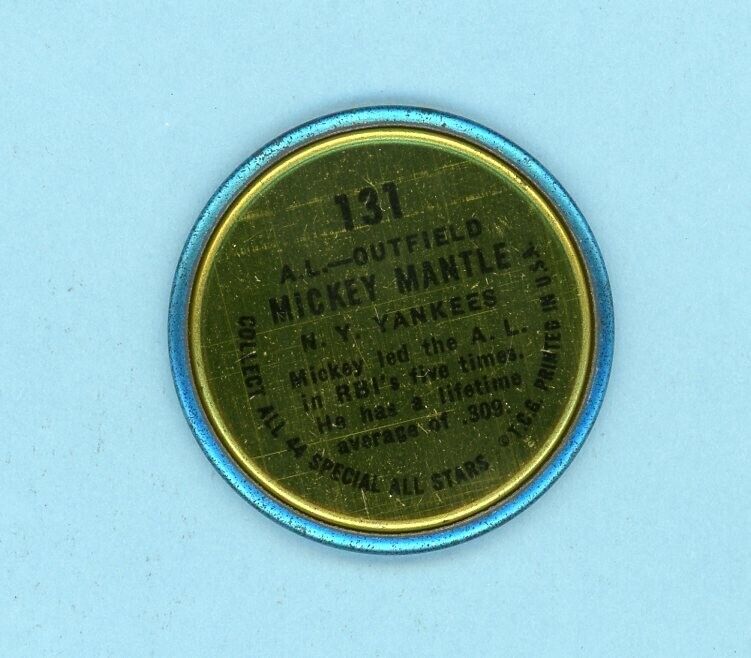 1964 Topps Coin #131 Mickey Mantle All-Star New York Yankees Baseball Coin