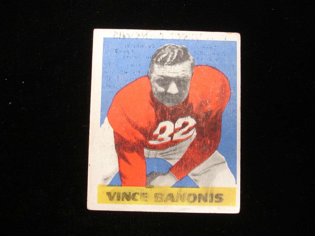 1948 Leaf #8 Vince Banonis Chicago Cardinals Card - VG-EX, Print Markings