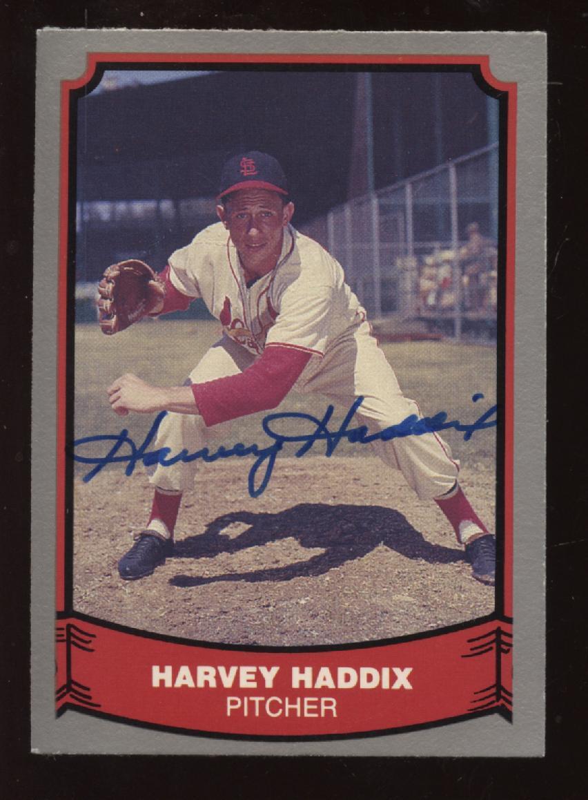 1988 Pacific Baseball Card Harvey Haddix Autographed EXMT